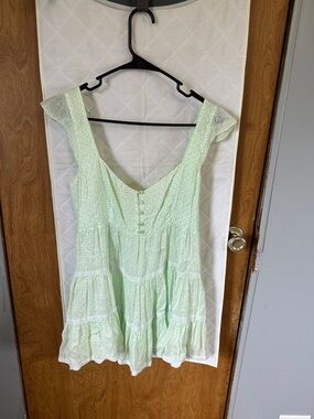 Free People Mint Green Tiered Cotton Sundress Top